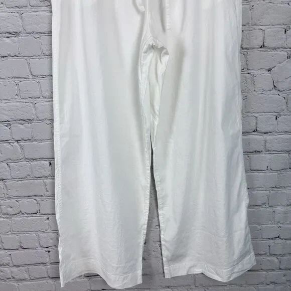 NWT Athleta Paradise Wide Leg Pant White Women Size M Linen Blend Drawstring - Picture 6 of 15